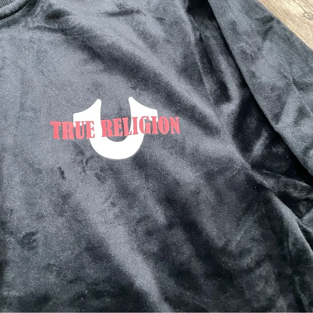 NEW True Religion‎ Mens Velour World Tour Track Jacket Jet Black Size L NWT